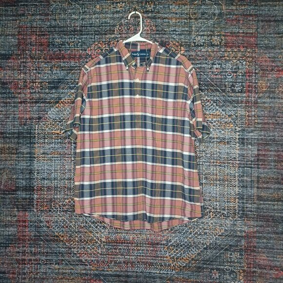 Ralph Lauren Other - Vintage Ralph Lauren mens colorful striped plaid 1/4 button down shirt L EUC